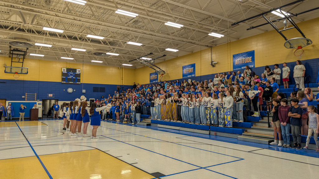CHS cheerleaders leading the crowd in cheers at the SMS pep rally