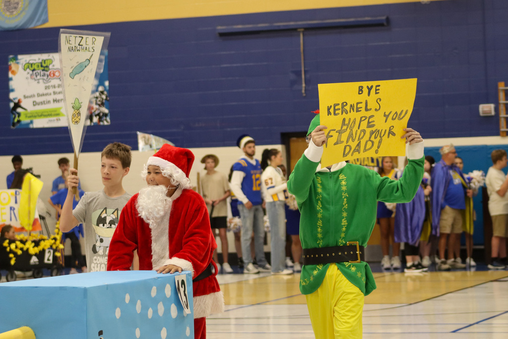 SMS students dressed as Elf characters during parade