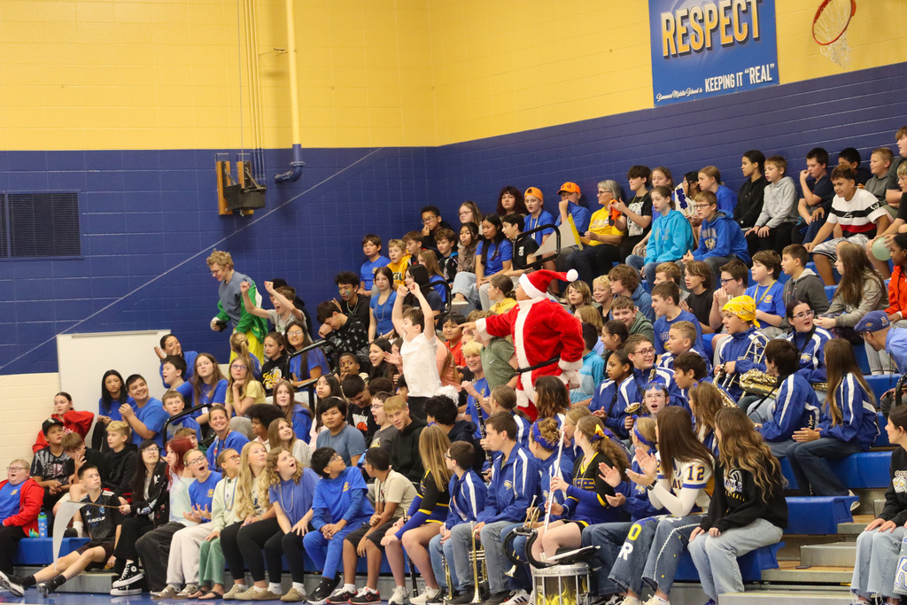 Students cheering during the pep rally