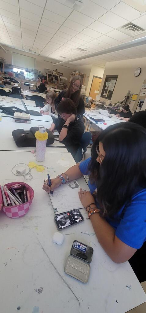 Art Club members are working on free choice art !