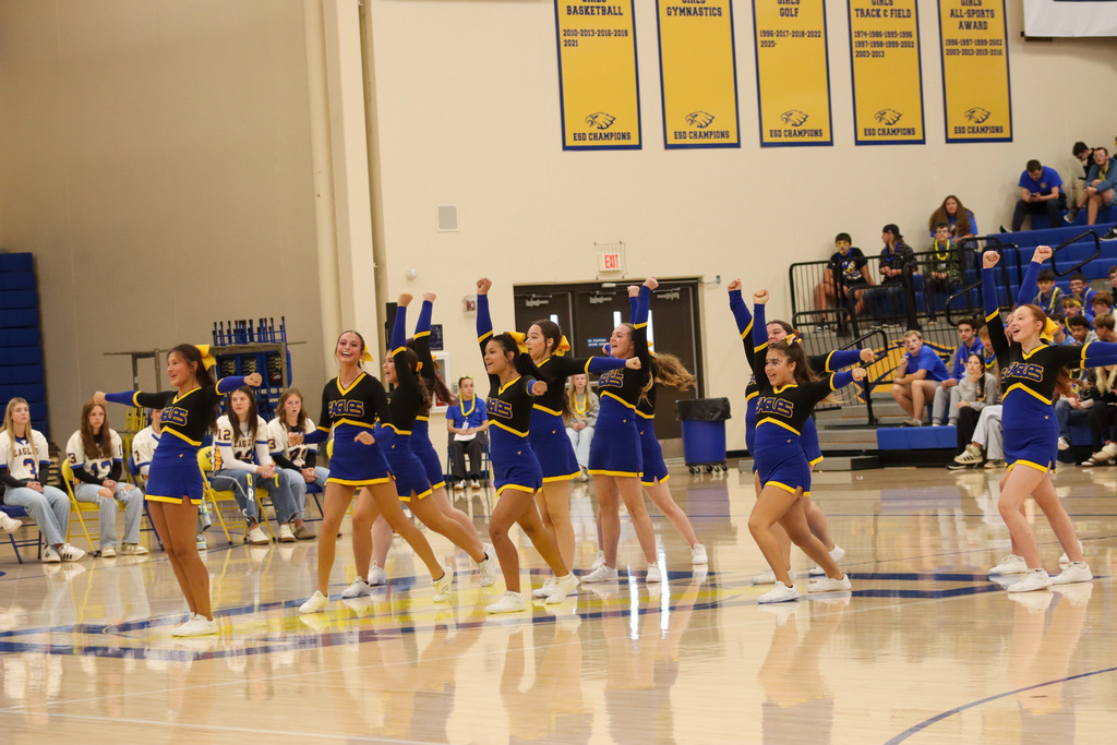 Cheerleaders performing at the pep rally