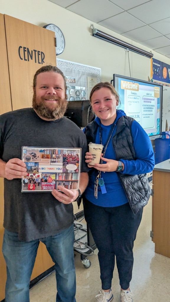 SMS teacher with her coffee and Brodie from The Market