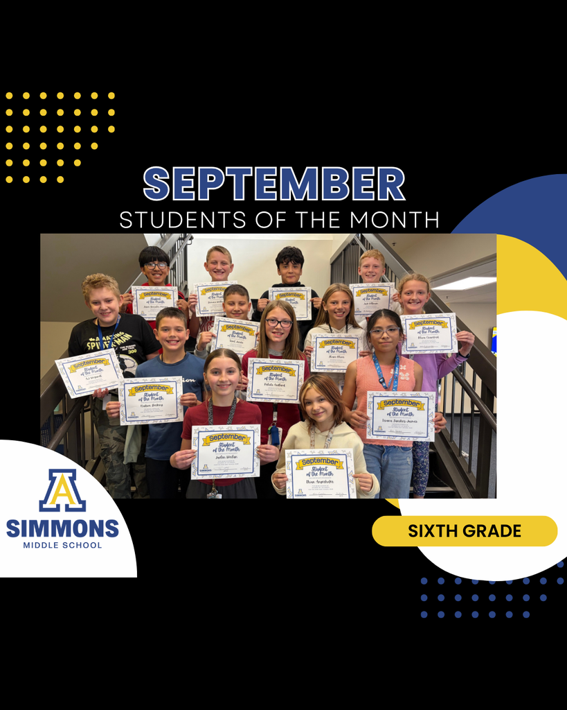 6th grade Student of the Month winners