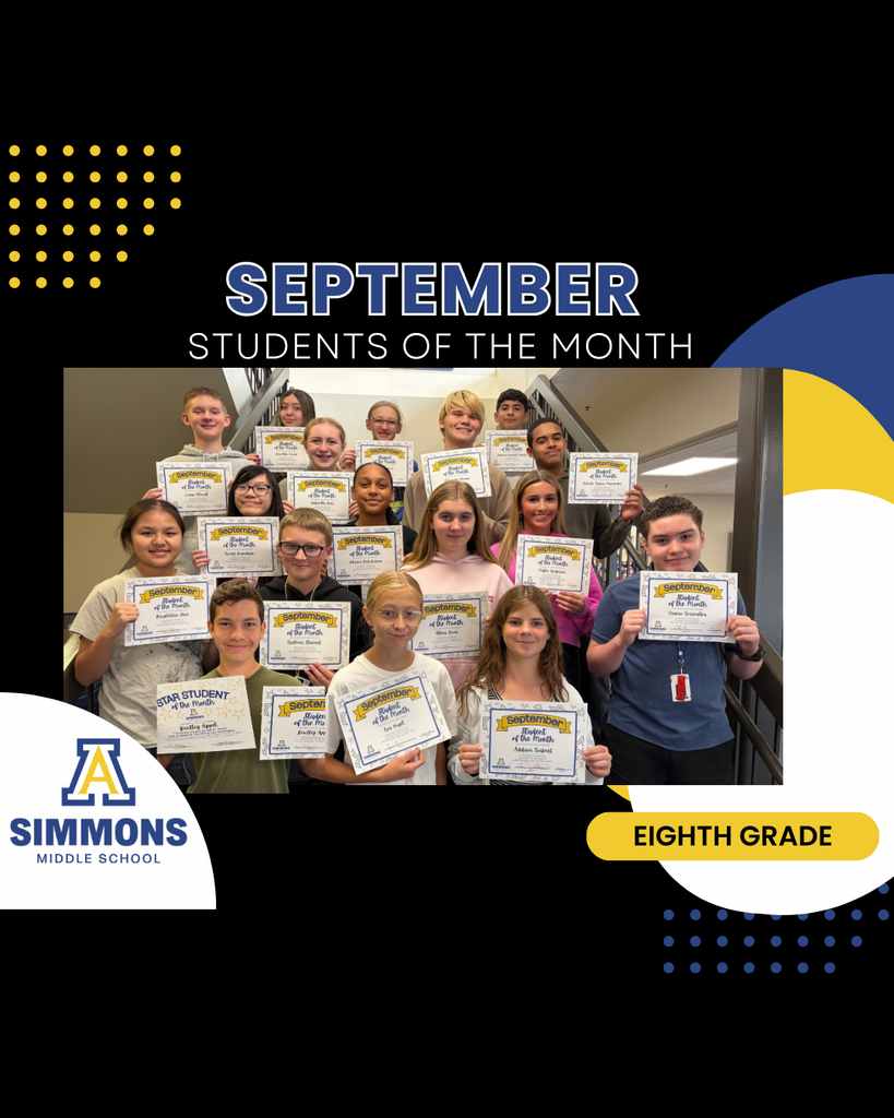 8th grade Student of the Month winners