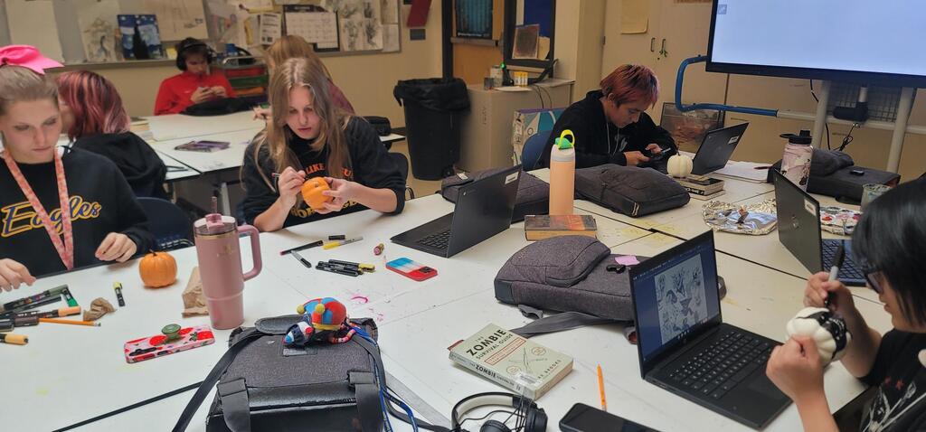 Art Club worked on decorating pumpkins today!