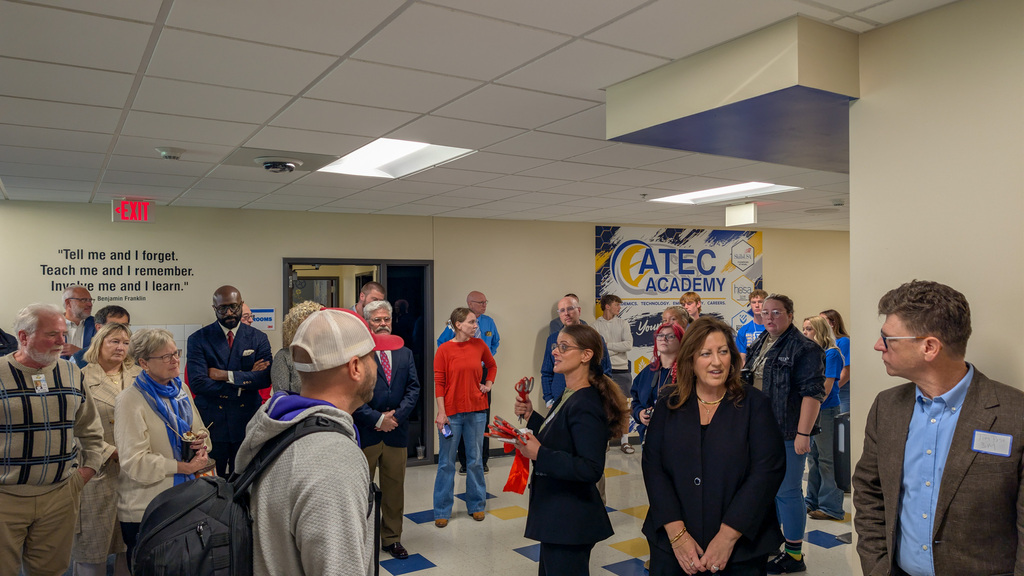 People at the ATEC ribbon cutting