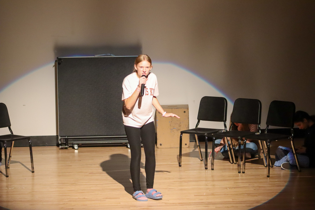 Holgate student rehearsing the fall play