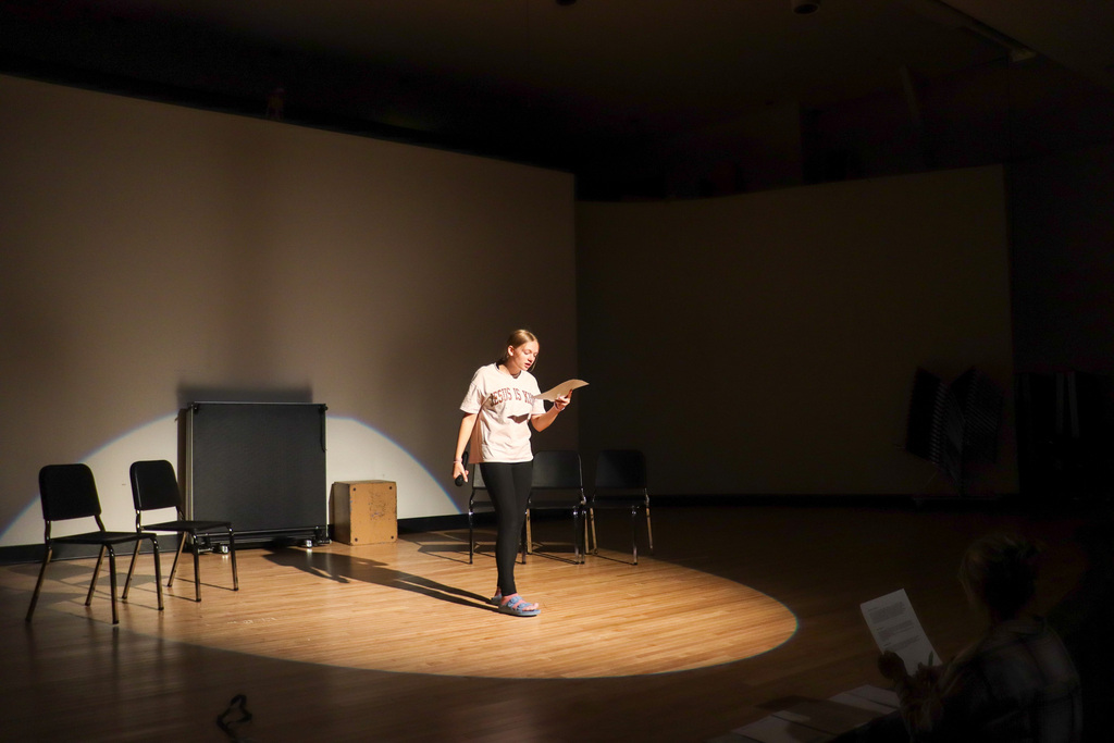Holgate student rehearsing the fall play