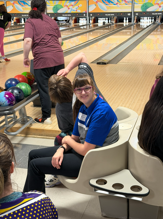 Golden Eagle Special Olympics Bowler at the bowling alley