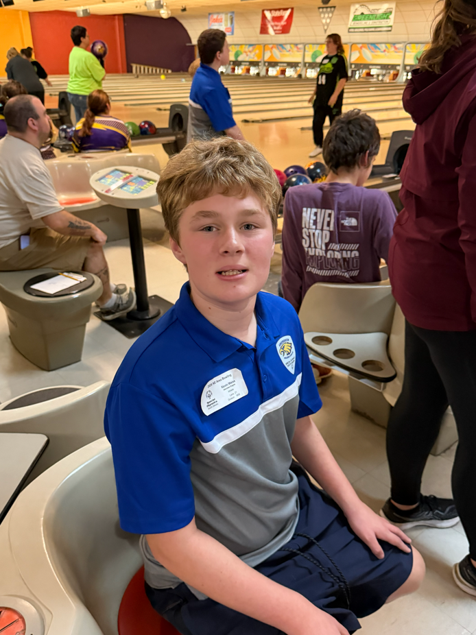 Golden Eagle Special Olympics Bowler at the bowling alley