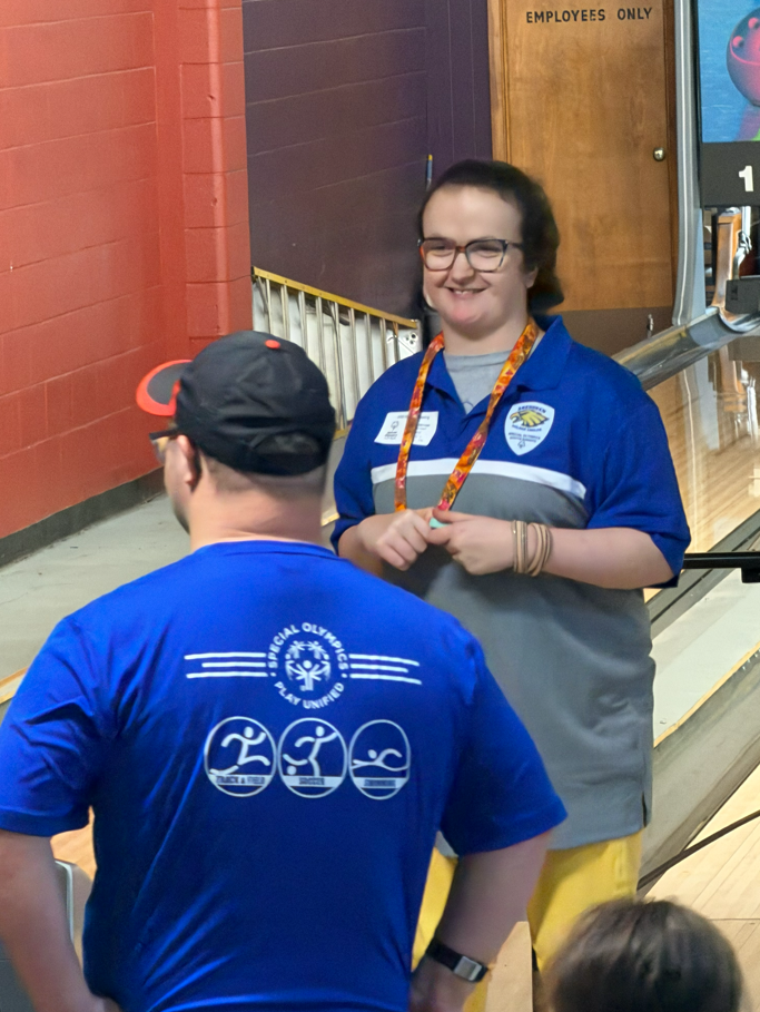 Golden Eagle Special Olympics Bowlers at the bowling alley
