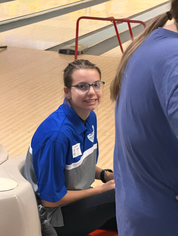 Golden Eagle Special Olympics Bowler at the bowling alley