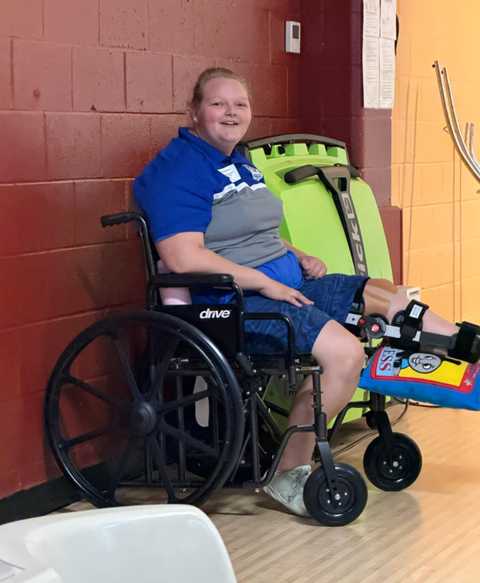 Golden Eagle Special Olympics Bowler at the bowling alley