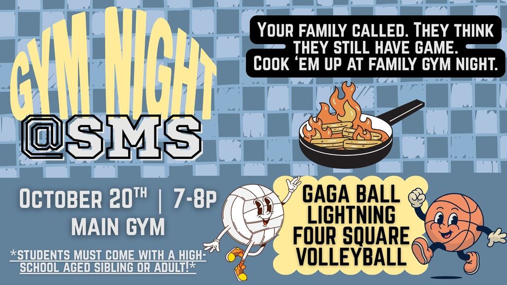 Gym Night Poster with volleyball and basketball