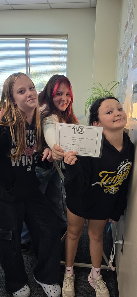 6th graders in language arts were challenged with a question trail. They worked in teams to figure out how figurative language was being used in song lyrics and poetry.