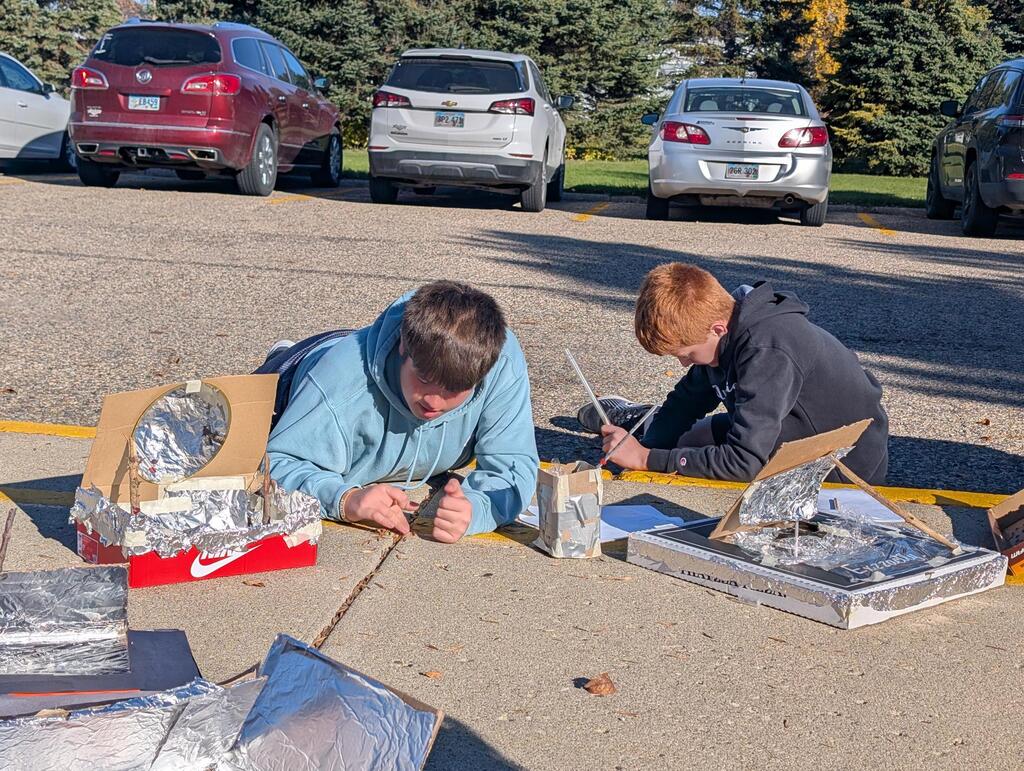 8th Graders wrapped up their unit on thermodynamics this morning by melting chocolate using the sun's radiation!