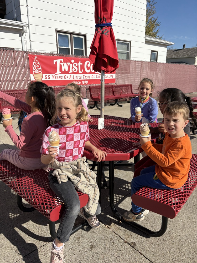 students at ice cream stand