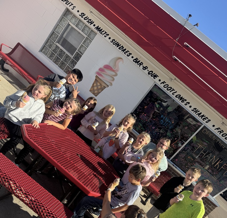 students at ice cream stand