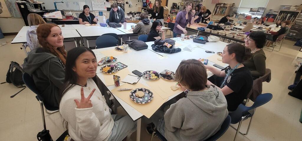 Art club members are having a blast making Spooky Cookies!