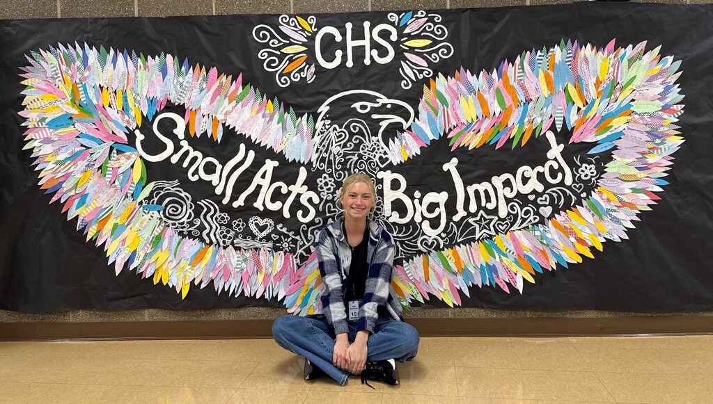 Halle helps students understand that small acts can have a big impact at CHS>