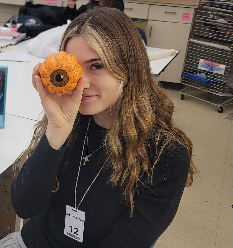 Here is Addison Beck with her winning pumpkin!