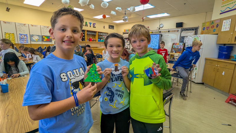 O.M. Tiffany students with their decorations