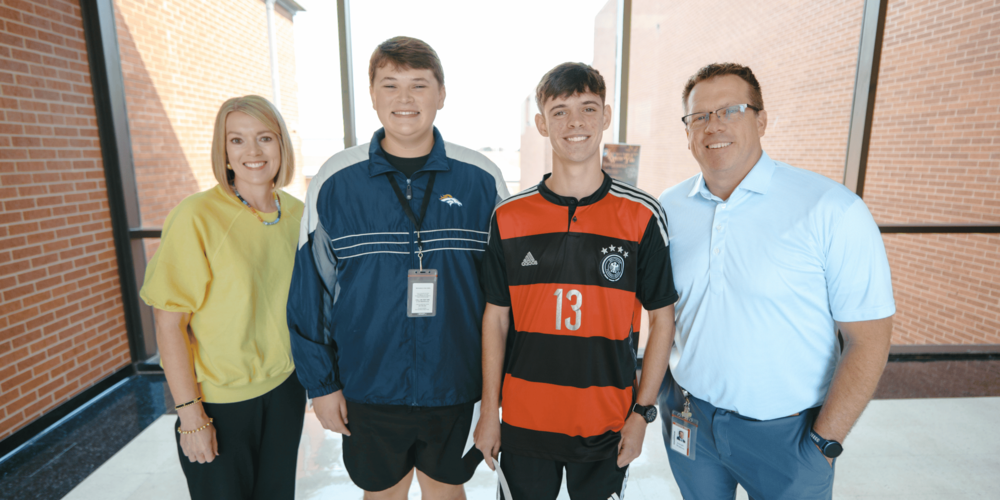 From L to R: Principal Emme Siburt, Corbin Barbarick, Asher Jessup, and Superintendent Dr. Joe Waldron