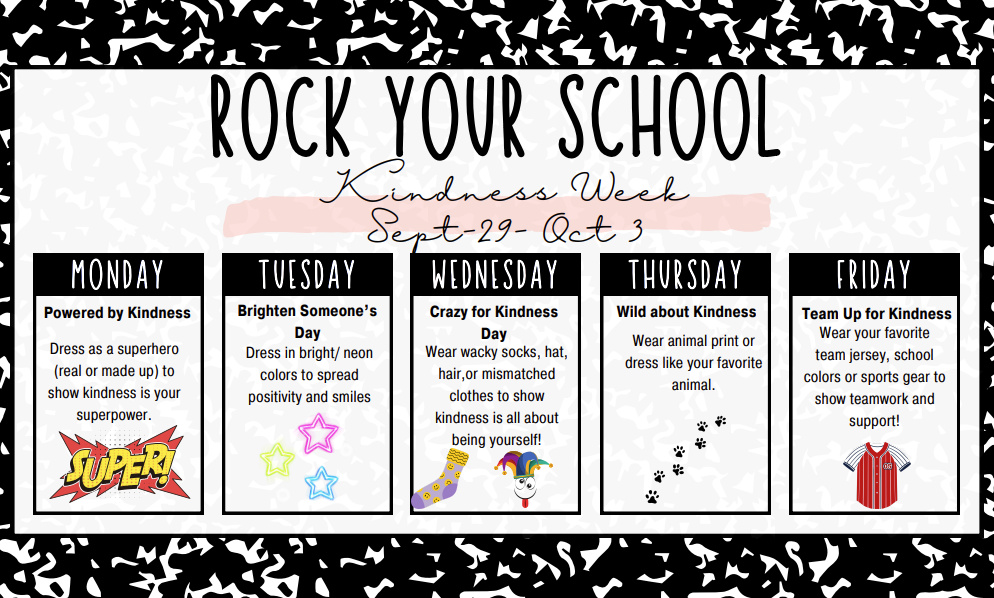 Rock your school- kindness week September 29 through October 3