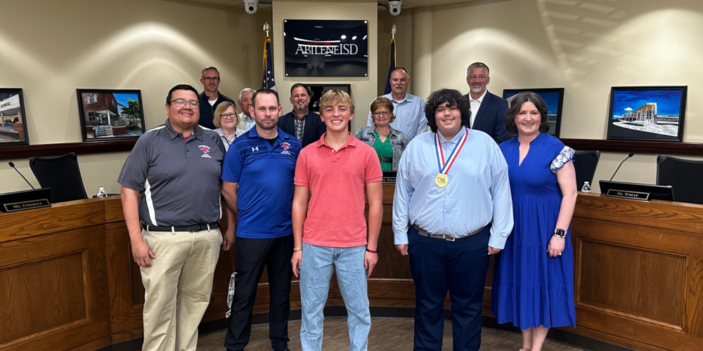 State Solo and Ensemble winners with their directors and the AISD Board of Trustees