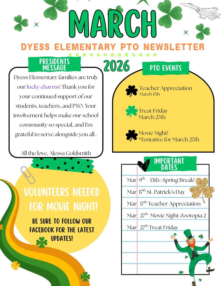 March Dyess Elementary PTO newsletter