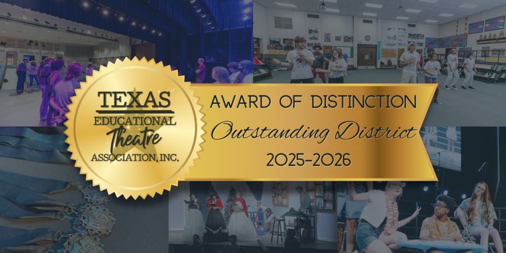 TxETA Award of Distinction Banner over a compilation of theatre photos