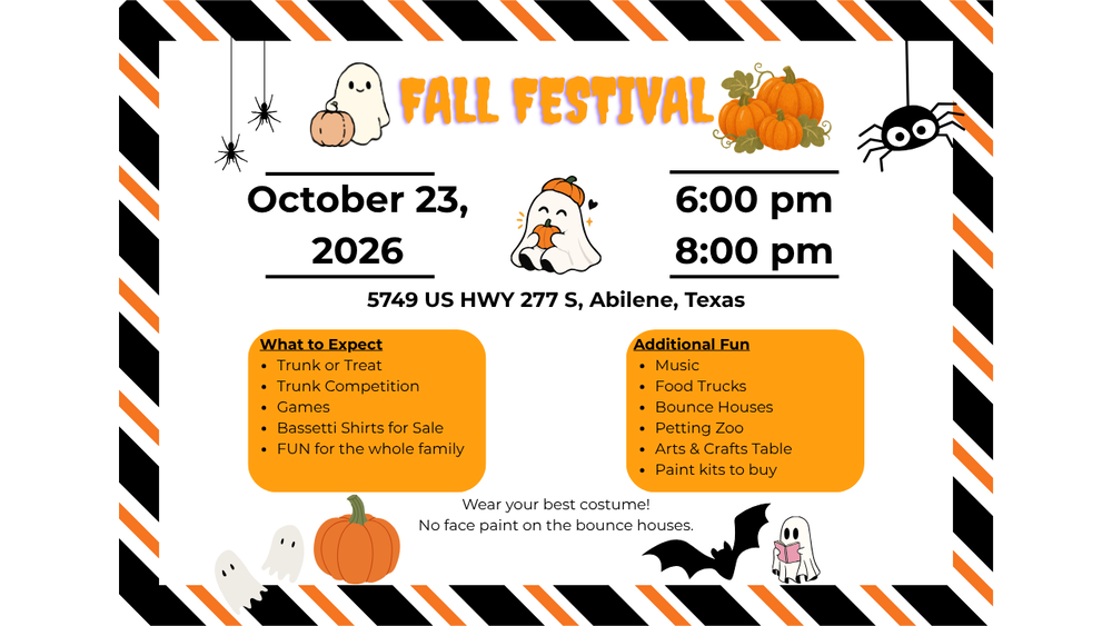 fall festival graphic with halloween decorations. information in the description