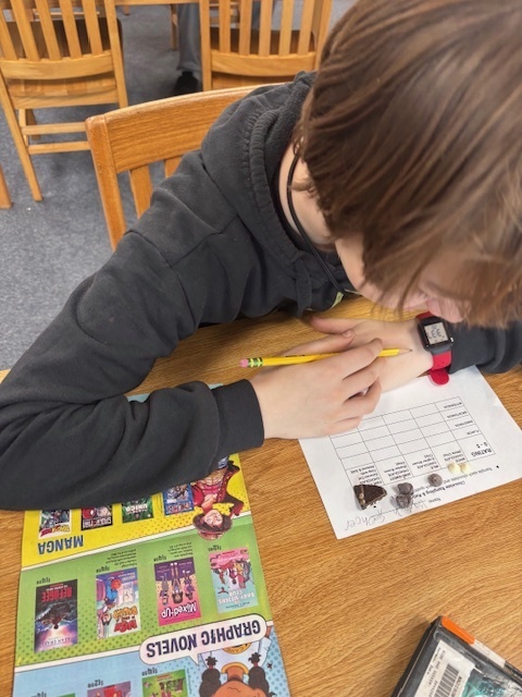 Mrs. Hamp's chocolate comparison assignment in action.