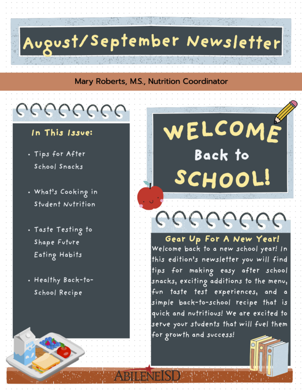 First page of the nutrition newsletter