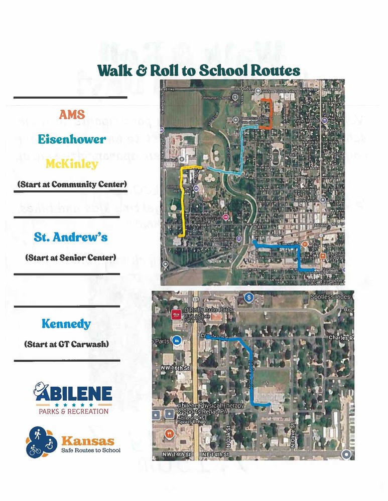 Routes for Kids to Walk or Ride bike to school on May 7
