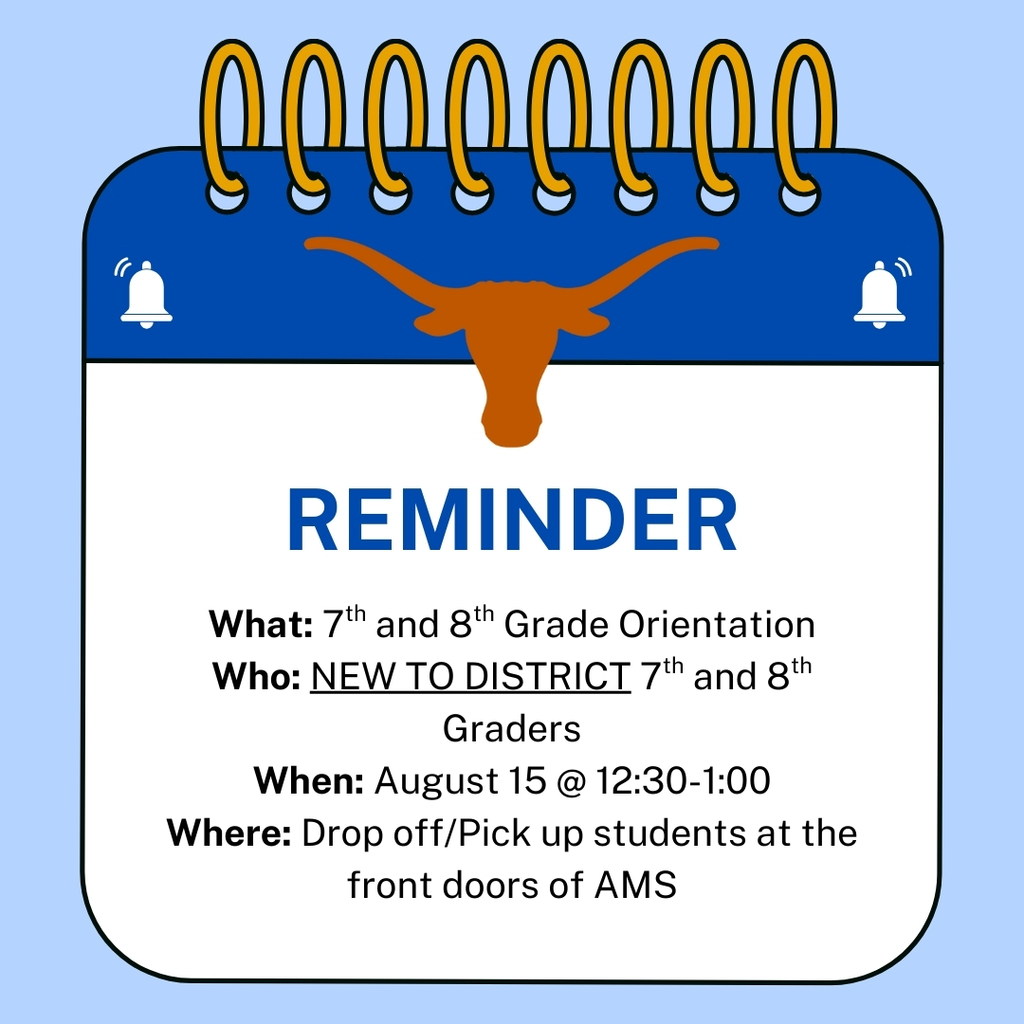 Reminder about NEW TO THE DISTRICT 7th & 8th graders tomorrow from 12:30-1:00