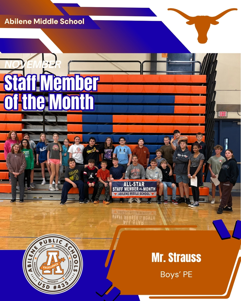 Graphic displaying our November Staff Member of the Month with students