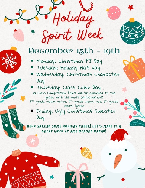 AMS Holiday Spirit Week Themes, 2025