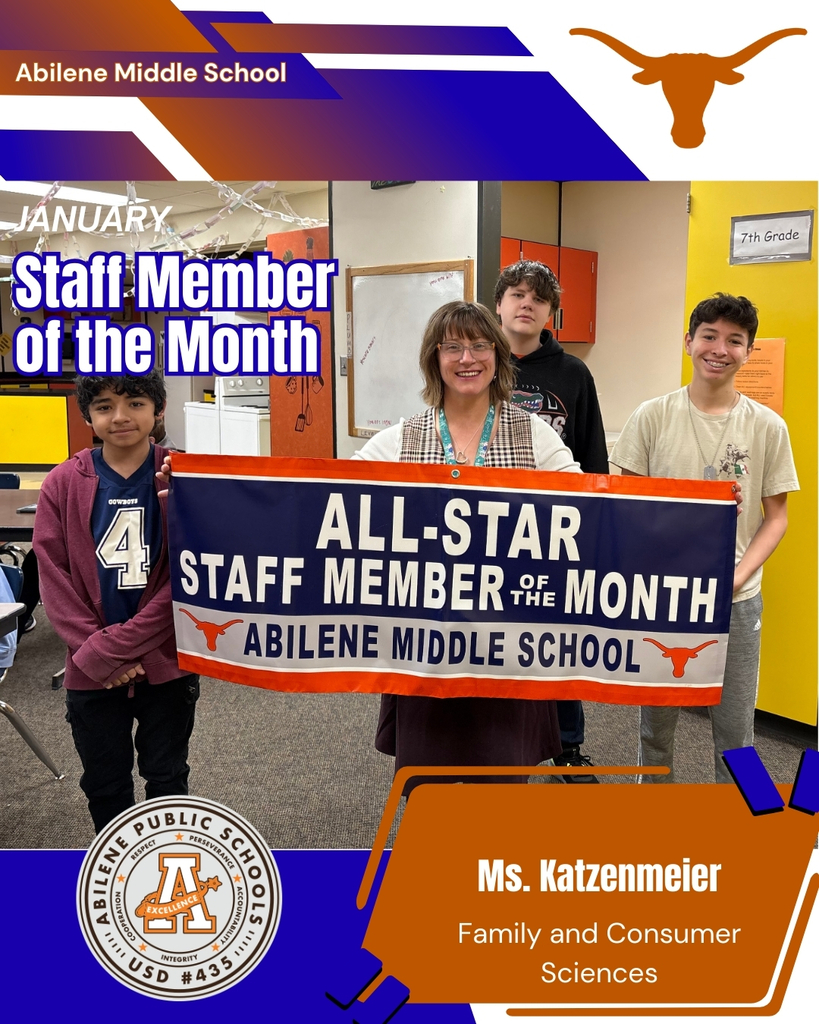 Graphic of Ms. Katzenmeier showing she is the staff member of the month