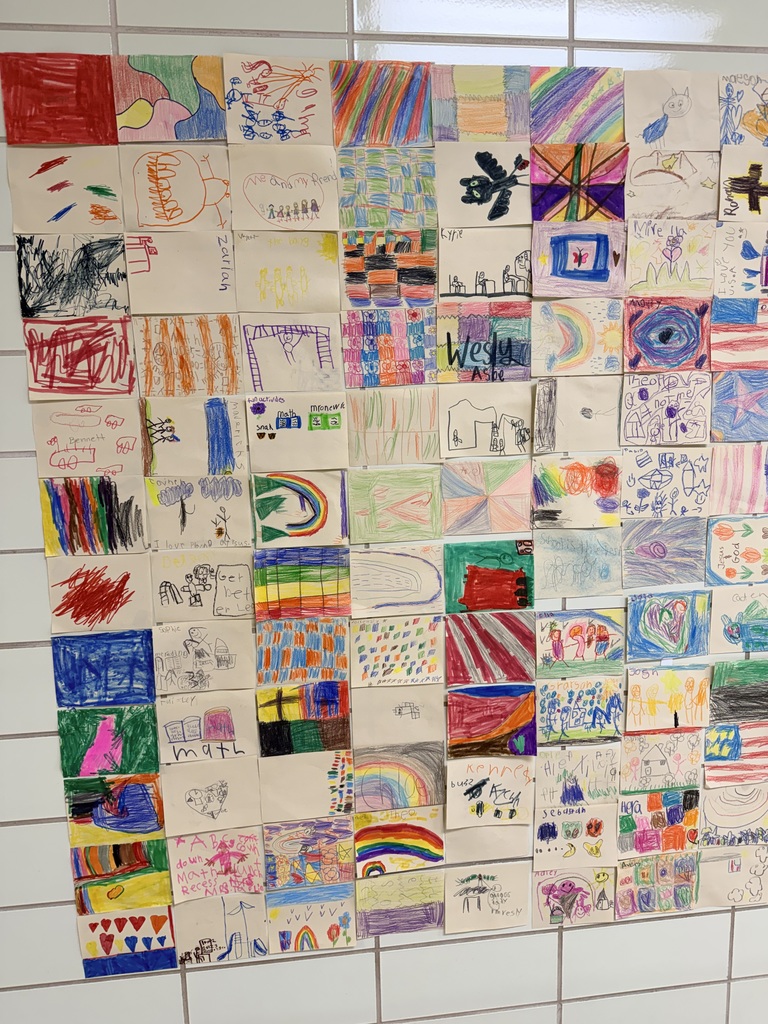 Students created their own quilt square to make a Kennedy quilt.
