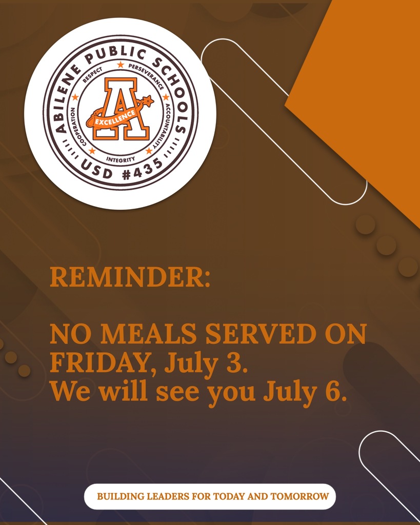Reminder No Meals served July 3