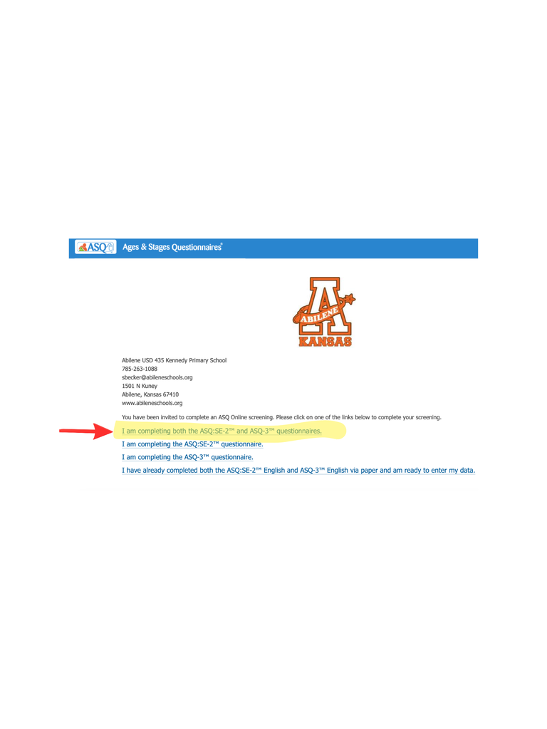 Directions for ASQ