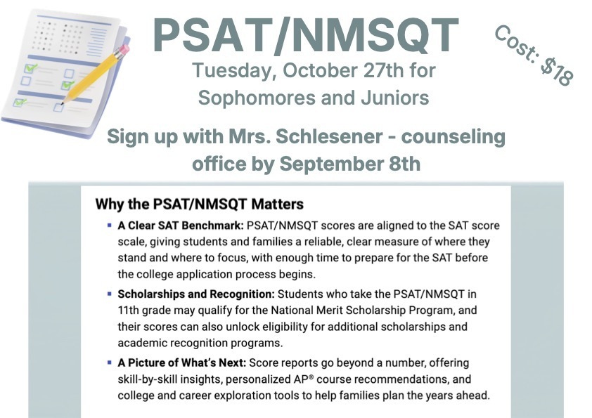 Poster about PSAT testing