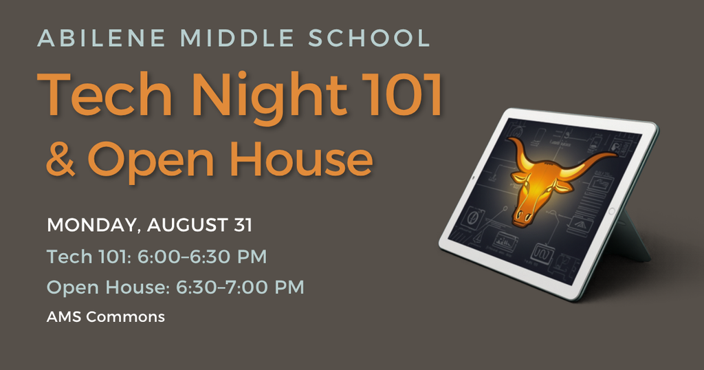 Reminder flyer for AMS Tech Night and Open House