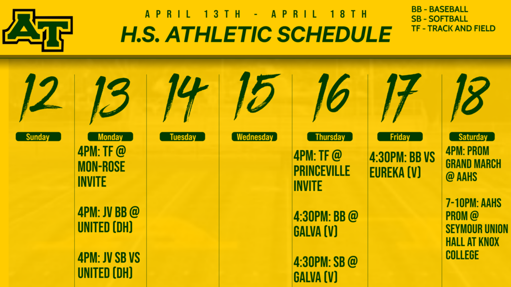 AAHS Weekly Schedule