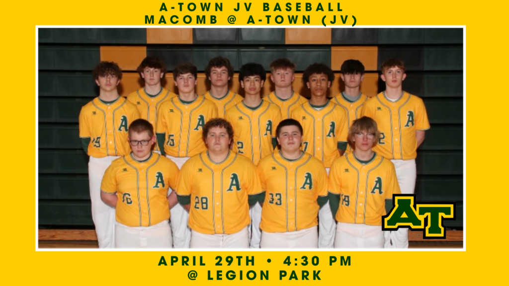 ⚾️ JV Baseball Gameday A-Town JV  Baseball takes on Macomb tonight! 🗓 April 29 ⏰ 4:30 PM 📍 Legion Park