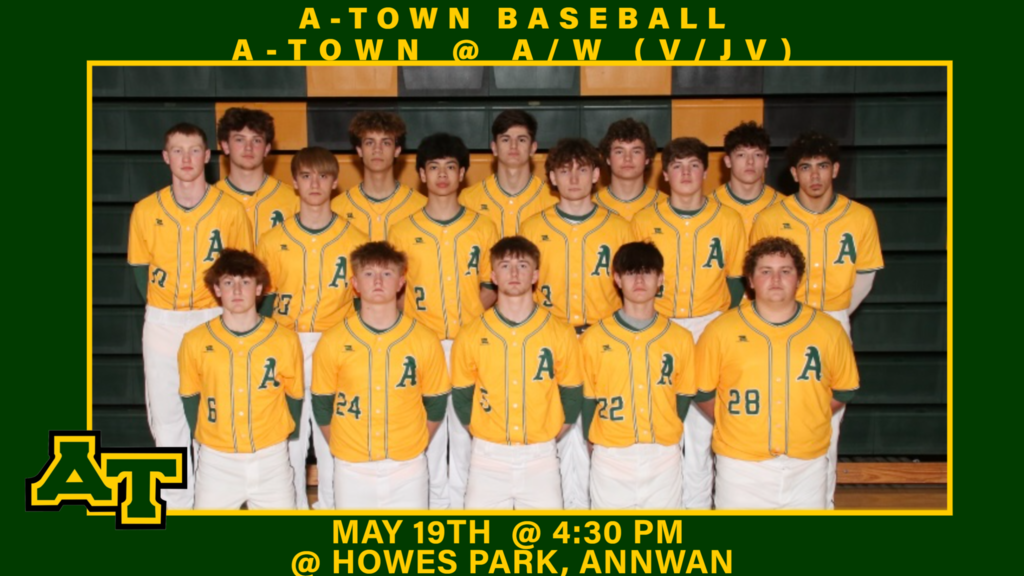 ⚾️ A-Town Baseball is on the road today!  The Tornadoes travel to take on Annawan/Wethersfield in varsity and JV action.  🕟 Varsity first pitch: 4:30 PM 📍 Howes Park – Annawan
