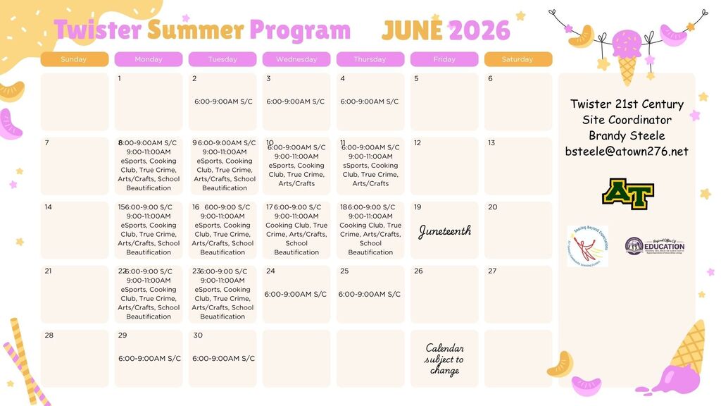 Twister June Calendar