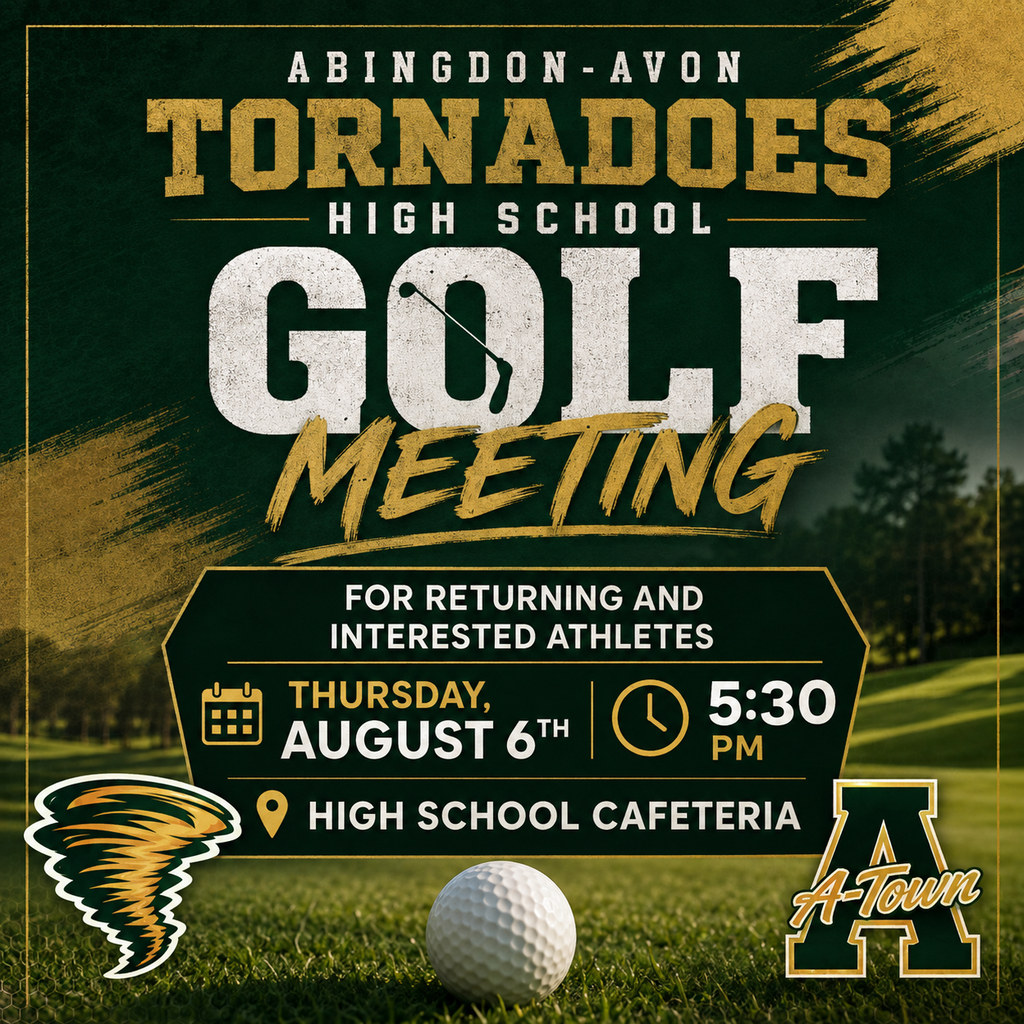A-town High School Golf meeting this Thursday, August 6th at 5:30 in the high school cafeteria 