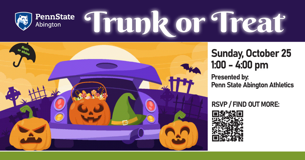 Trunk or Treat - Sundday, October 25, 1-4 pm - Presented by Penn State Abington Athletics